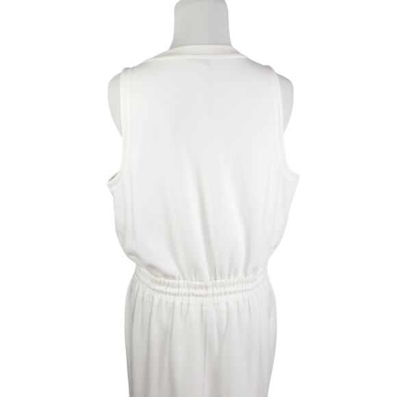 Athleta Seasoft Midi Dress White Drawstring Waist Sleeveless Drapey Size M - Picture 10 of 16